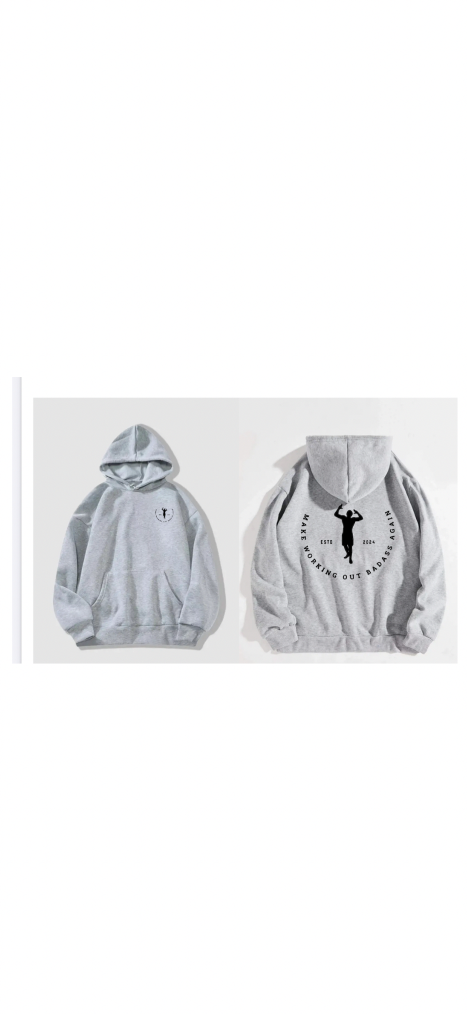 Grey hoodie - Make Working Out Badass Again Shop