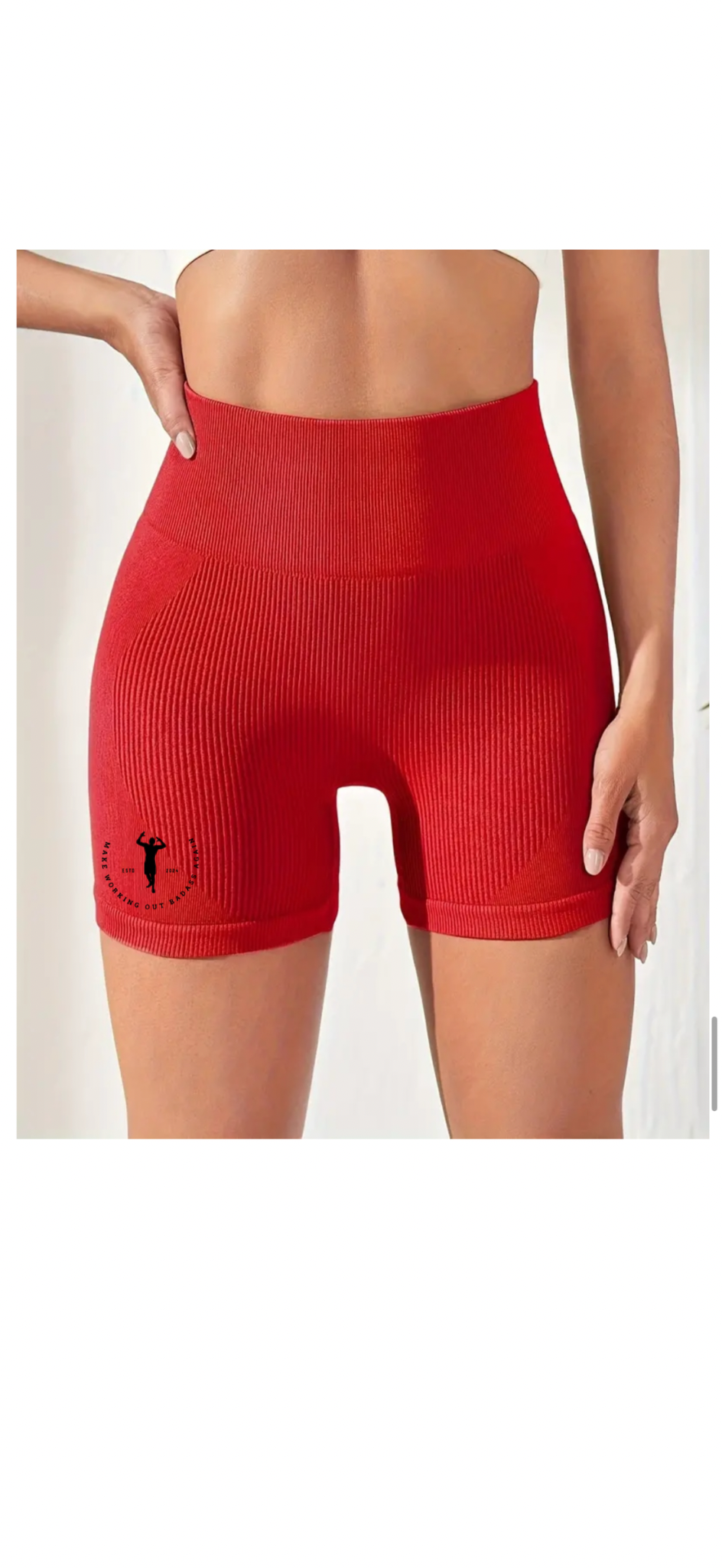 Red Women's Athletic Shorts - Make Working Out Badass Again Shop