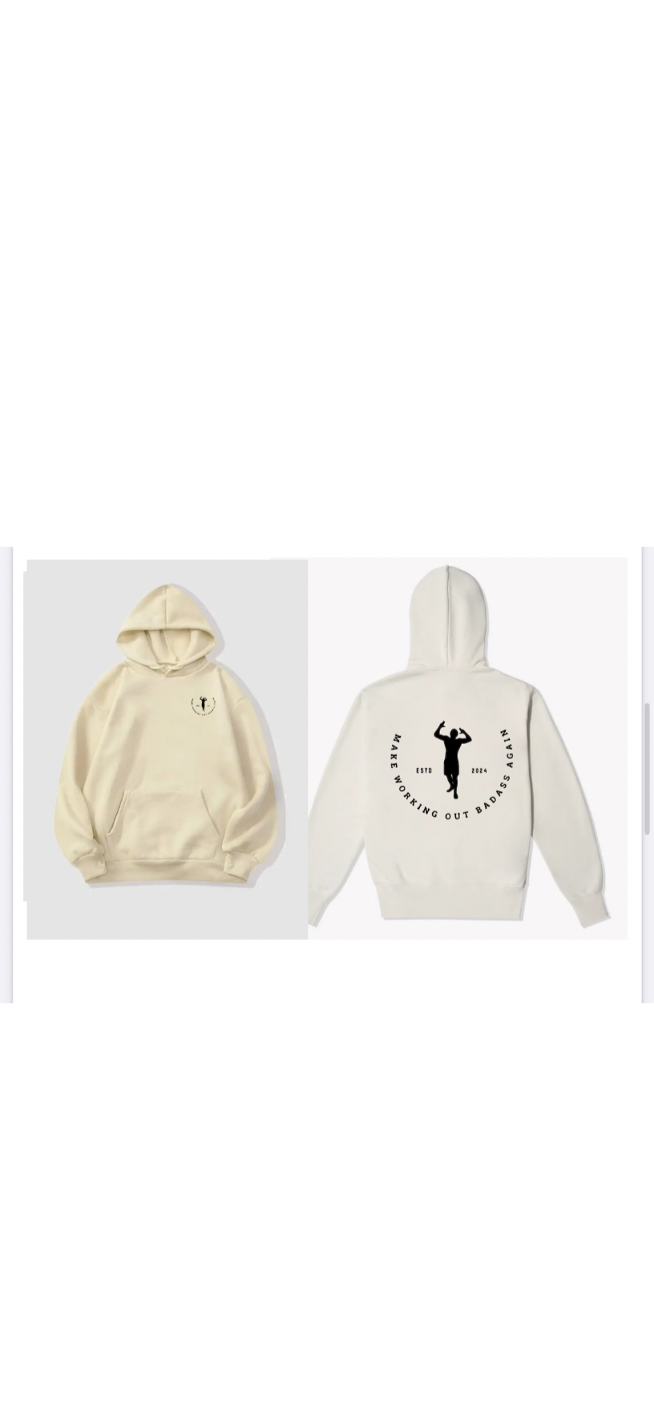 Cream hoodie - Make Working Out Badass Again Shop