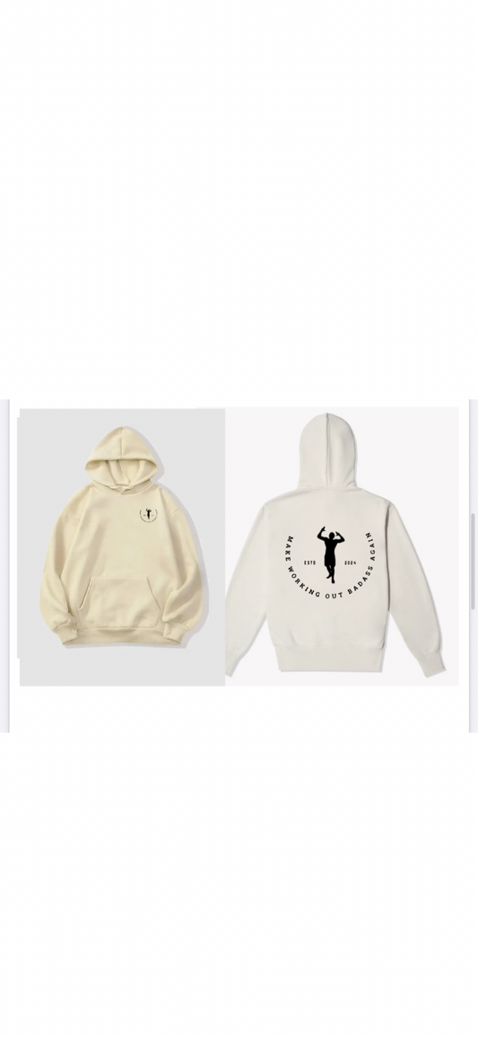 Cream hoodie - Make Working Out Badass Again Shop